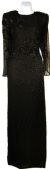 Full Sleeves Beaded Full Length Formal Sequined Gown in Black